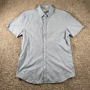 Diesel Men's Slim Fit Short Sleeve‎ Button Down Shirt Blue Pattern XL